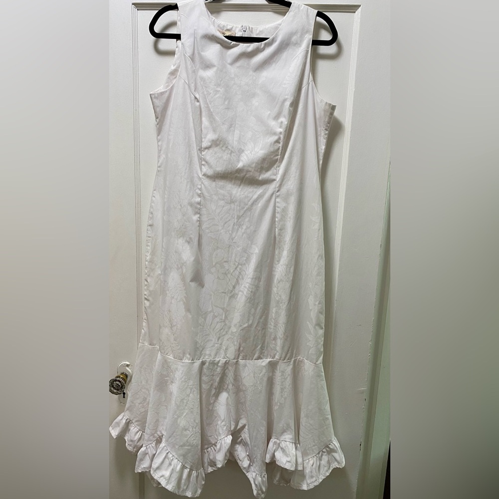 VINTAGE Hilo Hattie Elegant White Long Dress WEDDING Beach Hawaii